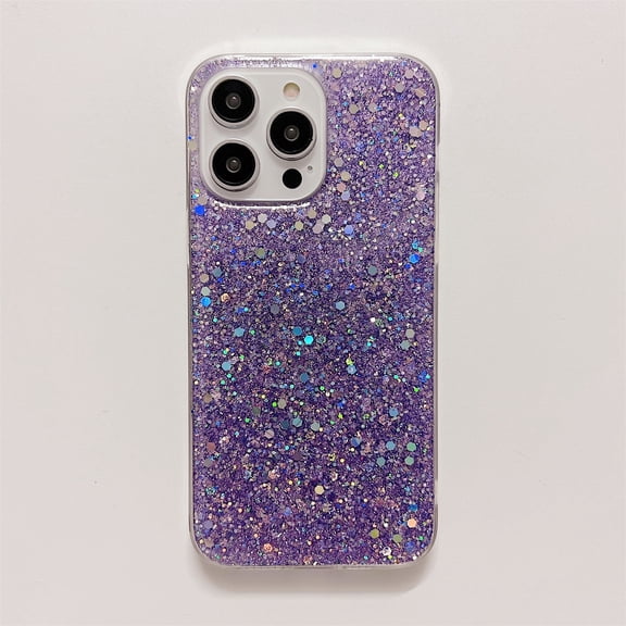 Nalacover for iPhone 14 Pro Sparkle Glitter Case, Soft TPU/Rubber Slim Shockproof Drop Protection Cover, Shining Bling Non-Yellowing Case for iPhone 14 Pro Women Girls, Purple