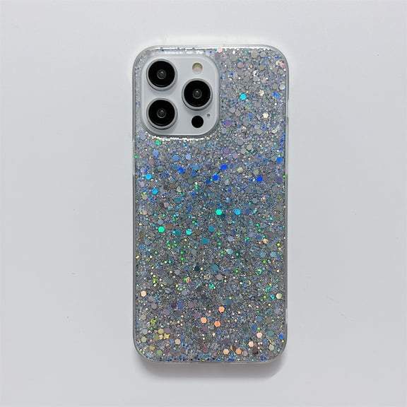 Nalacover for iPhone 14 Pro Sparkle Glitter Case, Soft TPU/Rubber Slim Shockproof Drop Protection Cover, Shining Bling Non-Yellowing Case for iPhone 14 Pro Women Girls, Silver