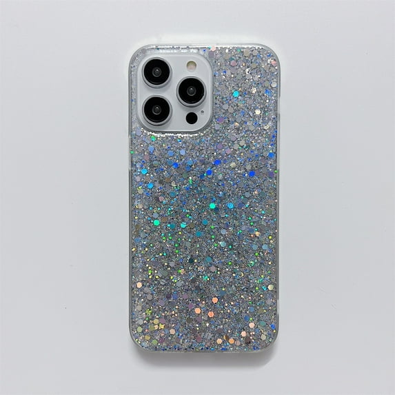 Nalacover for iPhone 14 Pro Sparkle Glitter Case, Soft TPU/Rubber Slim Shockproof Drop Protection Cover, Shining Bling Non-Yellowing Case for iPhone 14 Pro Women Girls, Silver