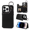 thumbnail image 1 of Nalacover for iPhone 14 Pro Wallet Case with Card Slots & Metal Finger Ring, Durable PU Leather Back Double Magnetic Botton Flip Kickstand Purse Shockproof Phone Case,Black, 1 of 10