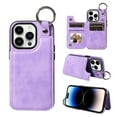thumbnail image 1 of Nalacover for iPhone 14 Pro Wallet Case with Card Slots & Metal Finger Ring, Durable PU Leather Back Double Magnetic Botton Flip Kickstand Purse Shockproof Phone Case,Purple, 1 of 10