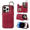 thumbnail image 1 of Nalacover for iPhone 14 Pro Wallet Case with Card Slots & Metal Finger Ring, Durable PU Leather Back Double Magnetic Botton Flip Kickstand Purse Shockproof Phone Case,Red, 1 of 10