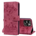 thumbnail image 1 of Nalacover for iPhone 14 Pro Wallet Case, Flower Cat Embossed Pattern Magnetic Premium PU Leather Soft Silicone Shockproof Cover with Card Slots Holder Kickstand Flip Folio Case, Red, 1 of 7