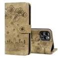 thumbnail image 1 of Nalacover for iPhone 14 Pro Wallet Case, Flower Cat Embossed Pattern Magnetic Premium PU Leather Soft Silicone Shockproof Cover with Card Slots Holder Kickstand Flip Folio Case, Brown, 1 of 7