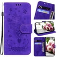 thumbnail image 1 of Nalacover for iPhone 14 Pro Wallet Case,Luxury Embossed Sun Flower Pattern PU Leather Soft TPU Magnetic Flip Folio Book Credit Card Holder Shockproof for Women Men Phone Cover+Wrist Strap.Purple, 1 of 7