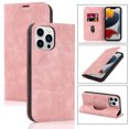 thumbnail image 1 of Nalacover for iPhone 14 Pro Wireless Charging Case,Luxury Full Body Protection Solid Color PU Leather Magnetic Closure Flip RFID Blocking Card Slots Stand Cover.For iPhone 14 Pro,Pink, 1 of 8