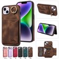thumbnail image 1 of Nalacover for iPhone 14 Ring Holder Wallet Case with Kickstand Magnetic Clasp, Credit Card Slots Holder Premium PU Leather Purse Cover, TPU Bumper Shockproof Anti-Scratches Case,Brown, 1 of 17