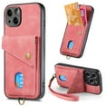 thumbnail image 1 of Nalacover for iPhone 14, Slim Case Wallet with Credit Card Holder, Back Flip Premium Leather Magnetic Clasp Kickstand Wirst Hand Strap Shockproof Cover For iPhone 14, Pink, 1 of 11