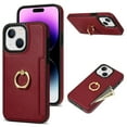 thumbnail image 1 of Nalacover for iPhone 14 Wallet with Card Holder Slot, 360°Rotation Ring Holder Kickstand Cover for Men Women Protective Premium PU Leather Shockproof Cover For iPhone 14, Red, 1 of 10