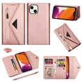 thumbnail image 1 of Nalacover for iPhone 14 Wallet Case,360 Protection PU Leather and Soft TPU Magnetic Flip Folding Kickstand Card Slots Zipper Pocket Shockproof Cover with Crossbody Shoulder Strap.Rosegold, 1 of 15