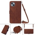 thumbnail image 1 of Nalacover For iPhone 15 Card Slot Case,Shockproof Premium PU Leather Magnetic Clasp Flip Stand Wallet for Women Men Cover with Removable Adjustable Crossbody Shoulder Strap,Brown, 1 of 11