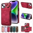 thumbnail image 1 of Nalacover for iPhone 15 Plus Ring Holder Wallet Case with Kickstand Magnetic Clasp, Credit Card Slots Holder Premium PU Leather Purse Cover, TPU Bumper Shockproof Anti-Scratches Case,Red, 1 of 16