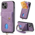 thumbnail image 1 of Nalacover for iPhone 15 Plus, Slim Case Wallet with Credit Card Holder, Back Flip Premium Leather Magnetic Clasp Kickstand Wirst Hand Strap Shockproof Cover For iPhone 15 Plus, Purple, 1 of 11