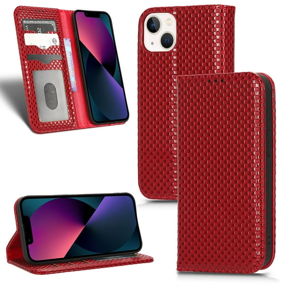 Nalacover for iPhone 15 Plus Wallet Case, 360 Protection Premium Leather Anti-Scratch Magnetic Closure Flip Kickstand Credit Card Slots For iPhone 15 Plus, Winered