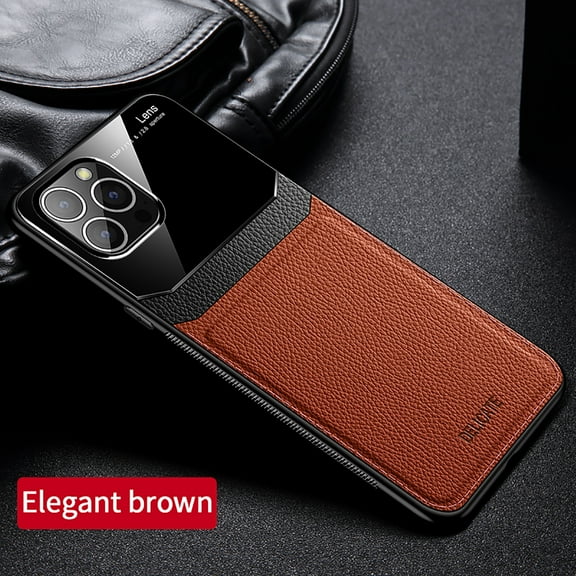Nalacover for iPhone 15 Pro Case Premium Leather Luxury PU Non-Slip Grip Defender Bumper [ with Screen Protector] Shockproof Full Body Cover Phone Cases For Apple iPhone 15 Pro - Brown
