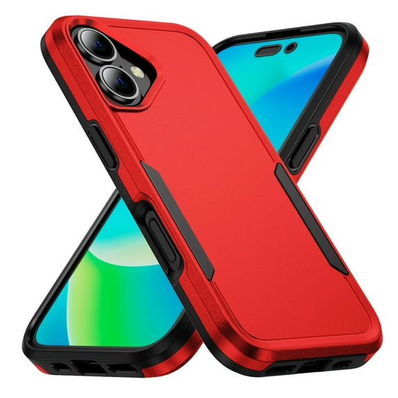 Nalacover for iPhone 16 Plus Case: Dual Layer Protective Heavy Duty Cell Phone Case Shockproof Rugged Bumper Tough Hand Grip - Military Grade Drop Tested for iPhone 16 Plus, Red+Black