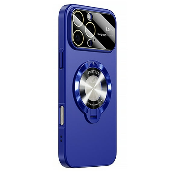 Nalacover for iPhone 16 Plus Case with Magnetic Invisible Kickstand Compatible with MagSafe,for Women Men Logo View Window Large Viewport Design Hard PC Camera Lens Protector Phone Case,Darkblue