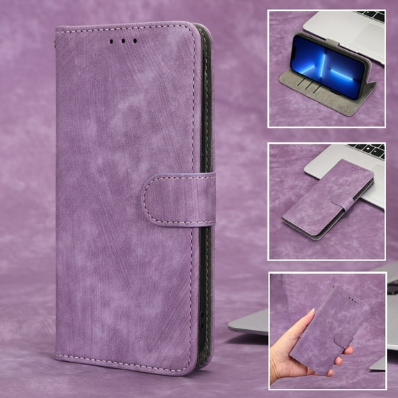 Nalacover for iPhone 7/8/SE 2020 Flip Wallet Case,Stylish 360 Protection Synthetic Leather Soft TPU Flexible Magnetic RFID Kickstand Card Slots Shockproof Anti-Scratch with Wrist Strap Cover.Purple
