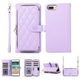 thumbnail image 1 of Nalacover for iPhone 7/8/SE 2020/SE 2022 Premium PU Leather Crossbody Case with Shoulder Strap & Wrist Strap,Shockproof Magnetic Flip Kickstand Credit Card Slots Zipper Wallet Phone Case,Purple, 1 of 12
