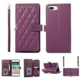thumbnail image 1 of Nalacover for iPhone 7/8/SE 2020/SE 2022 Premium PU Leather Crossbody Case with Shoulder Strap & Wrist Strap,Shockproof Magnetic Flip Kickstand Credit Card Slots Zipper Wallet Phone Case,Darkpurple, 1 of 12