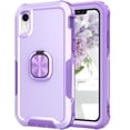 thumbnail image 1 of Nalacover For iPhone XR Slim Case,Luxury Hybrid Hard PC and TPU Rugged Bumper 3-In-1 Rotatable Magnetic Ring Kickstand Four Corner Guard Shockproof Anti-Scratch Back Phone Cover, Purple, 1 of 7