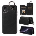 thumbnail image 1 of Nalacover for iPhone XR Wallet Case with Card Slots & Metal Finger Ring, Durable PU Leather Back Double Magnetic Botton Flip Kickstand Purse Shockproof Phone Case,Black, 1 of 10