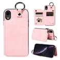 thumbnail image 1 of Nalacover for iPhone XR Wallet Case with Card Slots & Metal Finger Ring, Durable PU Leather Back Double Magnetic Botton Flip Kickstand Purse Shockproof Phone Case,Rosegold, 1 of 10
