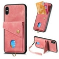 thumbnail image 1 of Nalacover for iPhone XS Max, Slim Case Wallet with Credit Card Holder, Back Flip Premium Leather Magnetic Clasp Kickstand Wirst Hand Strap Shockproof Cover For iPhone XS Max, Pink, 1 of 7