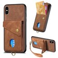 thumbnail image 1 of Nalacover for iPhone XS Max, Slim Case Wallet with Credit Card Holder, Back Flip Premium Leather Magnetic Clasp Kickstand Wirst Hand Strap Shockproof Cover For iPhone XS Max, Brown, 1 of 7