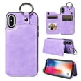 thumbnail image 1 of Nalacover for iPhone XS Max Wallet Case with Card Slots & Metal Finger Ring, Durable PU Leather Back Double Magnetic Botton Flip Kickstand Purse Shockproof Phone Case,Purple, 1 of 9