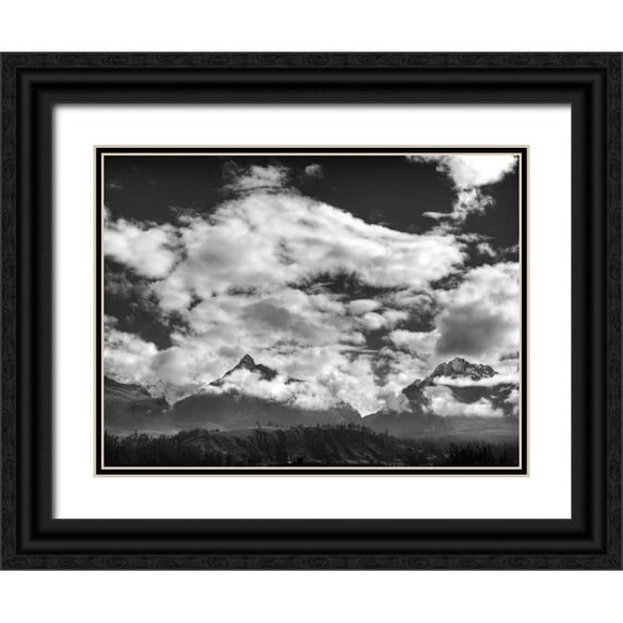 Nalbandian, Nish 18x15 Black Ornate Wood Framed with Double Matting Museum Art Print Titled - Pyramids, Mountains and Clouds