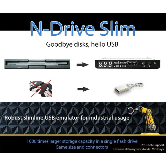 Nalbantov USB Floppy Disk Drive Emulator N-Drive Industrial Slim for Husqvarna Viking Designer