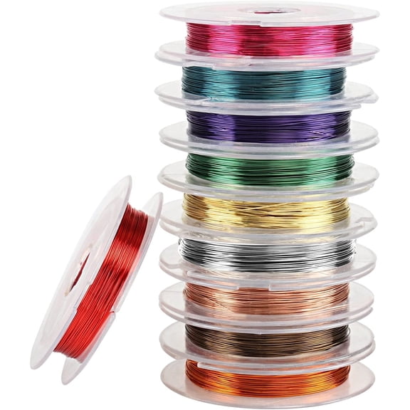 Naler 10 Rolls Copper Wire,0.3mm 10 Colors Bare Copper Wire Beading Thread Cord for DIY Art & Craft,Jewellery Making,32.8 ft/Roll
