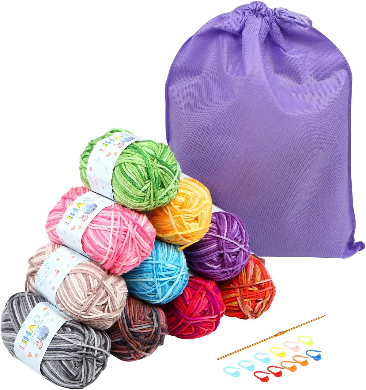 Threadart Crochet 100% Pure Cotton Yarn Set | Neutral Colors | Pack of 6  Skeins Each 50 grams | Worsted Medium #4 Yarn | 85 yds per Skein - 15 Sets