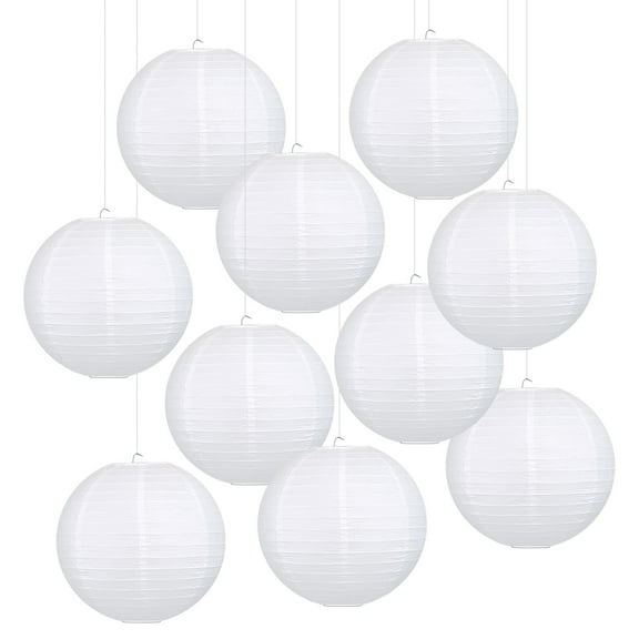 Naler 10 inch White Round Paper Lanterns for Home, Party & Wedding Decorations(10 Pack)