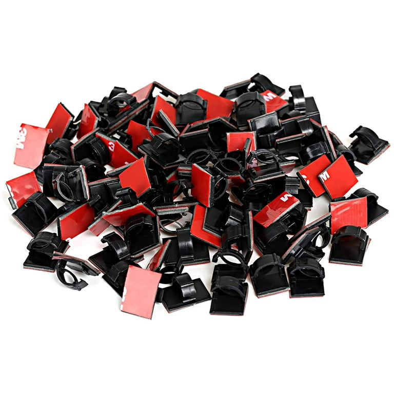 Naler 100pcs 3M Adhesive Cable Clips Cord Organizer Wire Management for Car, Office and Home, Size: 15, Black