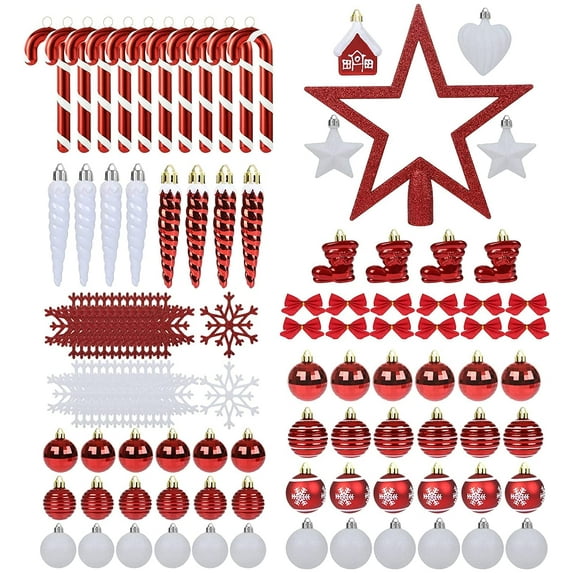 Naler 111Pcs Christmas Ball Ornaments Set,Assorted Tree Decorations Hanging Ball for Xmas Party,3.75lb