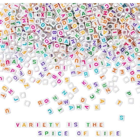Naler 1200 Pcs Colorful Cube Alphabet Beads,6 mm Acrylic Letter Bead for Kids Adult DIY Jewellery Art Craft,Unisex