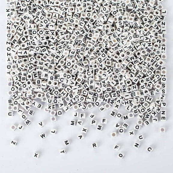 Naler 1200 Pcs White Alphabet Letter Cube Beads,6 mm Acrylic Bead for Kids Adult DIY Jewellery Art Craft,Unisex