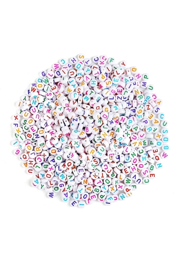 1200Pcs Colorful Alphabet Letter Beads, Acrylic Round A-Z Assorted Spacer Beads for Adult Kids Jewelry Making Art Craft DIY,Unisex
