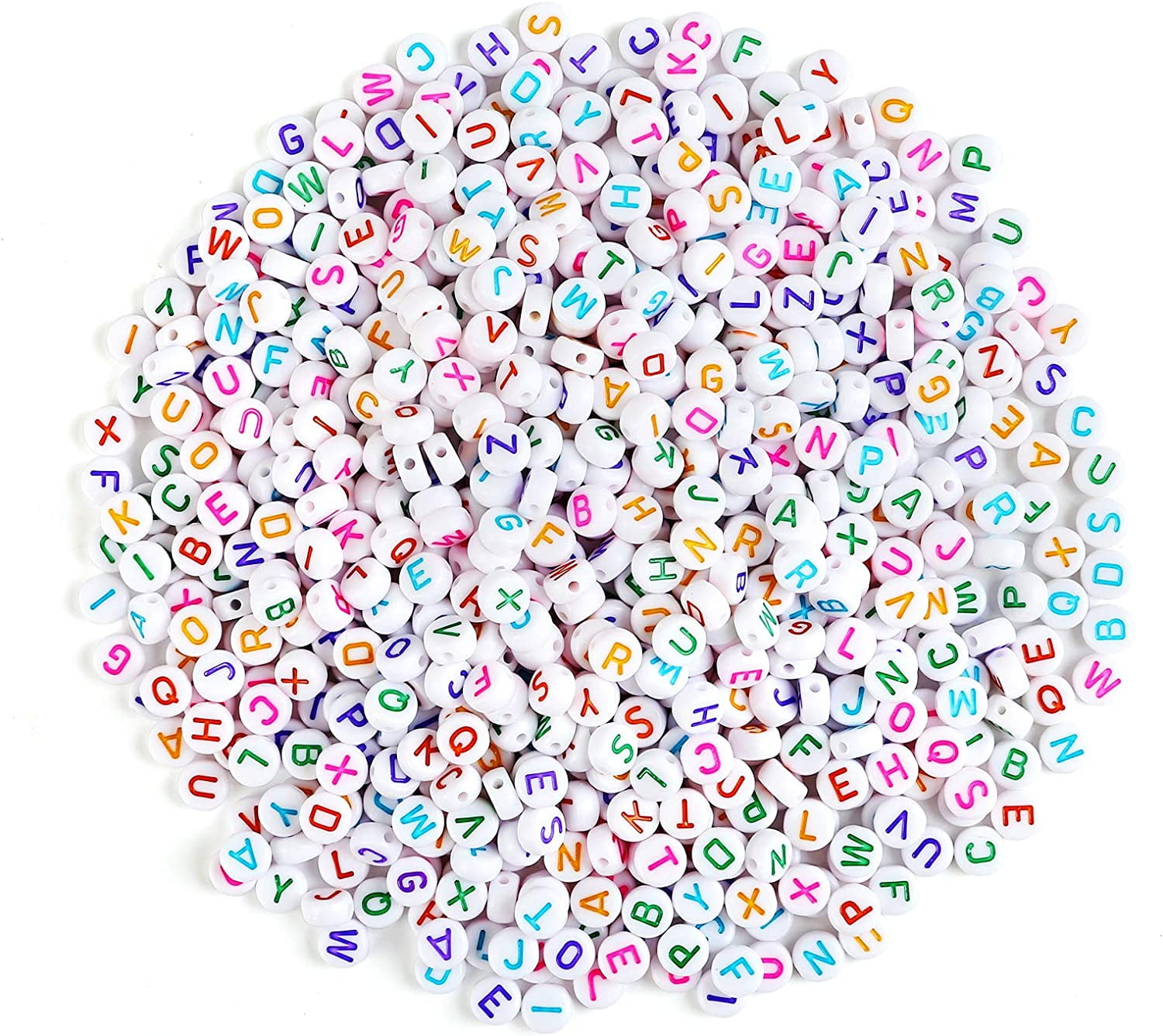 500Pcs Acrylic Vowel Letter Beads White White Alphabet Beads