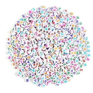 500 White Acrylic Vowels Only Letter Beads with Gold Letters 6mm with 3.4mm  Hole