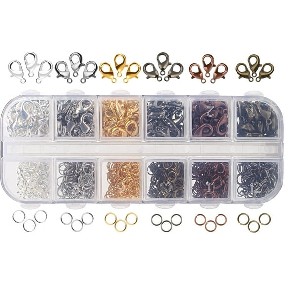Naler 120Pcs Lobster Clasps + 900 Iron Jump Rings for Jewelry Making Findings Accessories,Multicolor