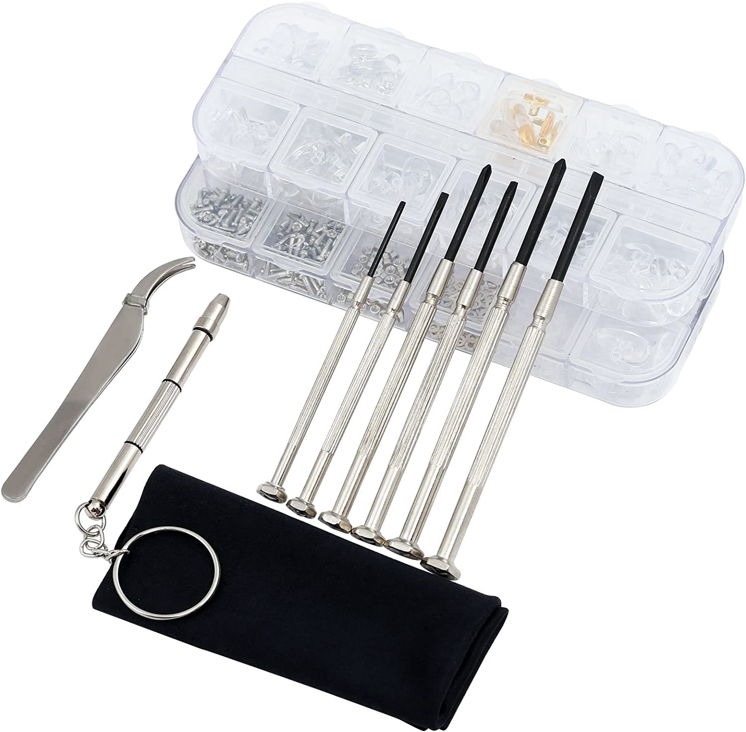 Naler 1239 Pcs Eyeglass Repair Kit, Metal Screwdriver, Nose Pads