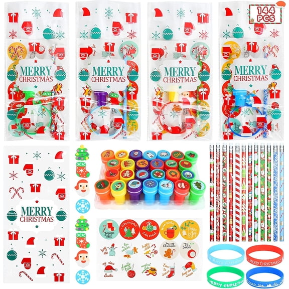 Naler 144 Pcs Christmas Party Favors Set for Kids Xmas Toys Bulk Pinata Filler Carnival Prizes,Holiday Gift Exchange