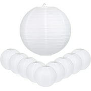 Naler 16 inch White Round Paper Lanterns for Home, Party & Wedding Decorations(10 Pack)
