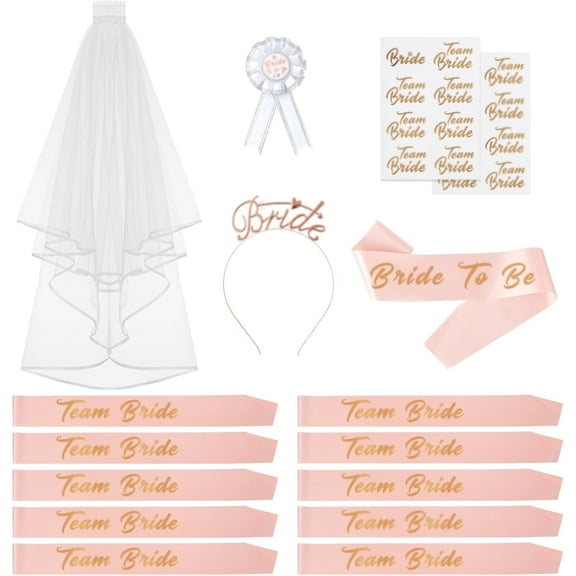 Naler 16Pcs Rose Gold Bachelorette Party Decorations Kit for Bridal Shower Wedding Engagement Decor
