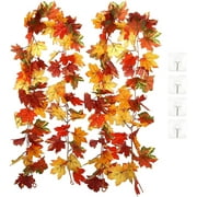 Naler 2 Pack Fall Leaves Garland Maple Leaf Garland, 11.2ft Artificial Autumn Thanksgiving Garland for Indoor Home Fall Decorations