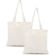 Naler 2 Pack Natural Cotton Canvas Tote Bags with 28 Long Handles for Female Painting DIY Shopping,15x16