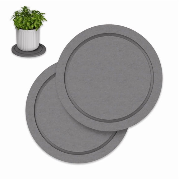 Naler 2 Pack Plant Saucers, 8 Inch Flower Pot Saucers Plant Trays for Pots Instant Dry Diatomaceous Earth Round Plant Drip Trays for Indoors Keeping Counter and Floors Dry and Clean